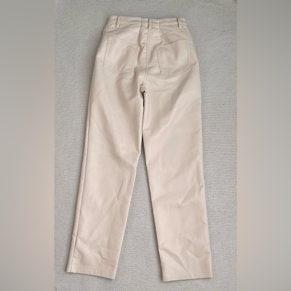 Aritzia Wilfred Cream Leather Straight Leg Pants Size 8 - Picture 7 of 8
